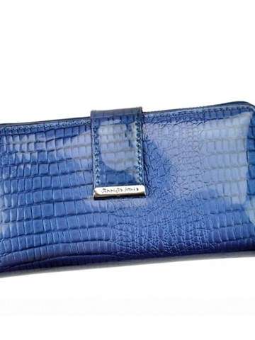 Dámska kožená peňaženka Jennifer Jones 5280-2 Blue Horizontal Large Lacquered