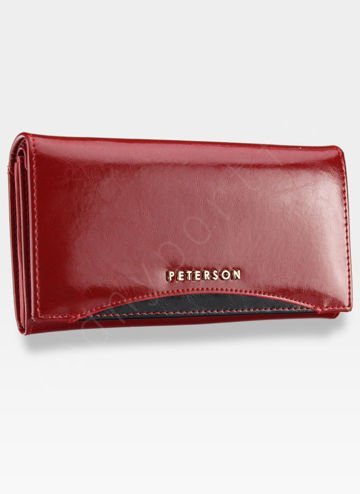 Dámska kožená peňaženka Peterson 411.1 Red + Black Natural Leather