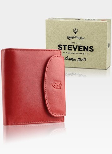 Dámska kožená peňaženka STEVENS Červená s ochranou RFID