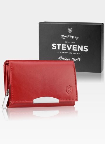 Dámska kožená peňaženka STEVENS Červená s ochranou RFID