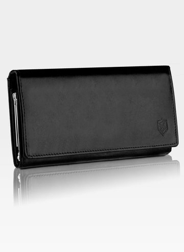 Dámska kožená peňaženka STEVENS predĺžená s ušným červom čierna Z02-099 RFID
