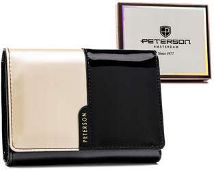 Dámska kožená peňaženka so zapínaním na cvok a zips - Peterson