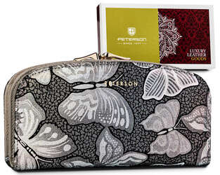 Dámska kožená peňaženka zdobená holografickými motýľmi - Peterson