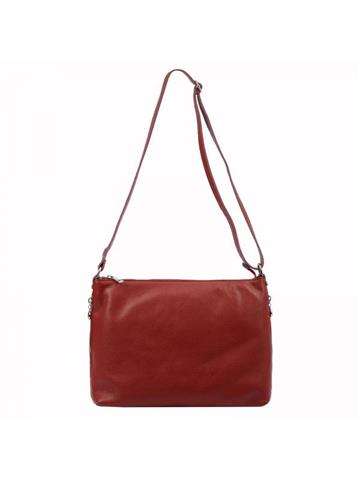 Dámska kožená taška PATRIZIA 419-044 Tmavo červená taška cez rameno s prírodnou kožou