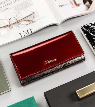 Dámska lakovaná peňaženka s kabelkou pre bigiel - Peterson - červená