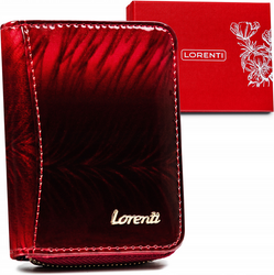 Dámska malá kožená peňaženka so zapínaním na zips a patentku - Lorenti