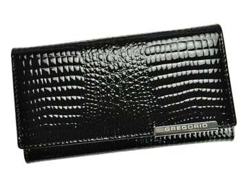 Dámska patentovaná kožená peňaženka Gregorio GF114 Large Black Horizontálna orientácia