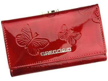 Dámska peňaženka Gregorio BT-108 z prírodnej kože v červenej farbe s ozdobným zámkom a funkciou RFID SECURE