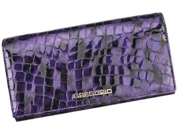 Dámska peňaženka Gregorio FS-106 Prírodná koža fialová veľká s ozdobnou sponou a ochranou RFID