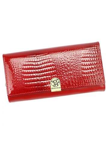 Dámska peňaženka Gregorio GL-122 Prírodná koža červená veľká s ozdobnou sponou a ochranou RFID