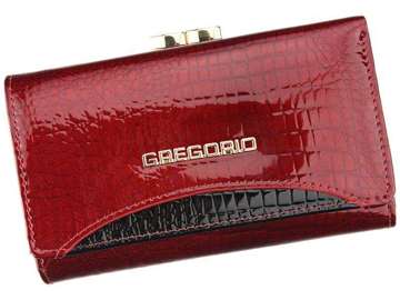 Dámska peňaženka Gregorio GP-108 červená pravá koža so zámkom a logom, RFID SECURE