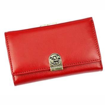 Dámska peňaženka Gregorio GS-108 z prírodnej kože červenej farby s ochranou RFID a ozdobnou sponou