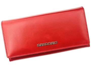 Dámska peňaženka Gregorio N120 z prírodnej kože vo veľkej červenej farbe s orientáciou na šírku a funkciou RFID SECURE