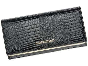 Dámska peňaženka Gregorio SLL-106 z prírodnej kože čiernej farby s ozdobnou sponou a ochranou RFID