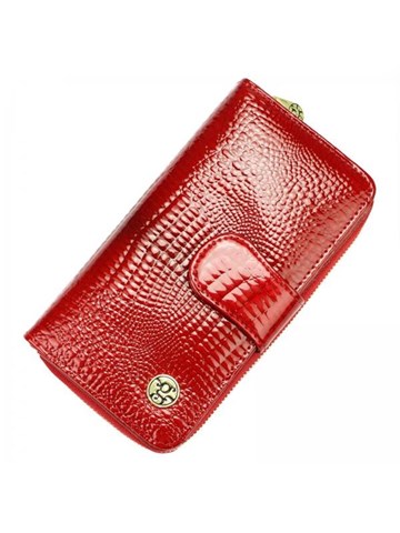 Dámska peňaženka Gregorio z prírodnej a ekologickej kože Červená vertikálna stredná veľkosť s ochranou RFID