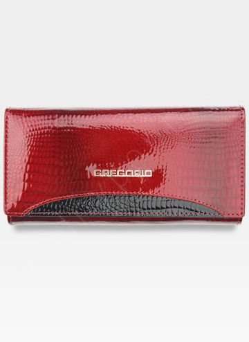 Dámska peňaženka Gregorio z prírodnej kože veľká červeno-čierna s orientáciou na šírku a funkciou RFID SECURE