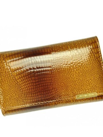 Dámska peňaženka Jennifer Jones 5261-2 Prírodná koža Lakovaná hnedá horizontálna stredná