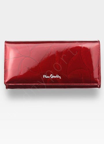 Dámska peňaženka Pierre Cardin 02 LEAF 106 z prírodnej kože v červenej farbe Leaves s horizontálnou orientáciou a ochranou RFID