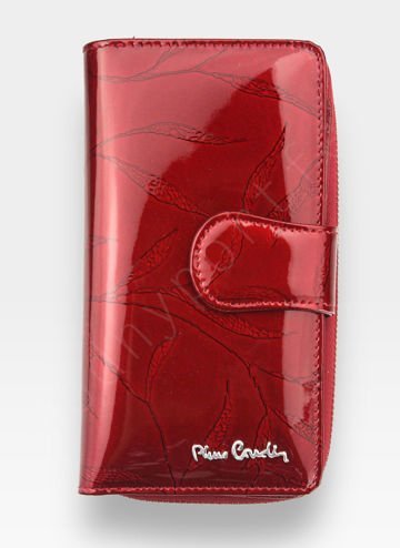 Dámska peňaženka Pierre Cardin z prírodnej kože Red Leaves Vertical Medium s ochranou RFID