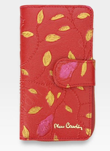 Dámska peňaženka Pierre Cardin z prírodnej kože v červenej farbe Leaf so zámkom a ochranou RFID