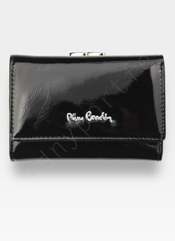 Dámska peňaženka Pierre Cardin z prírodnej kože vo farbe Black Leaves s horizontálnym dizajnom a ozdobnou sponou