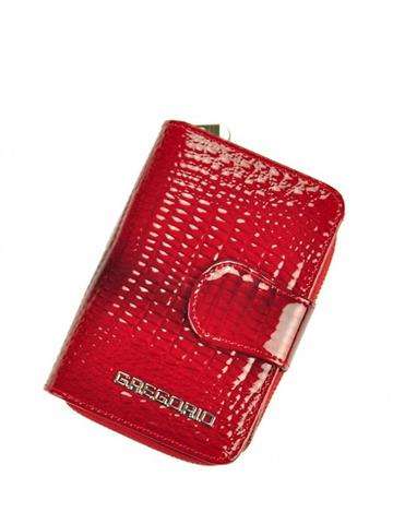 Dámska peňaženka z červenej lakovanej kože Gregorio GF115 vo vertikálnej orientácii s funkciou RFID SECURE