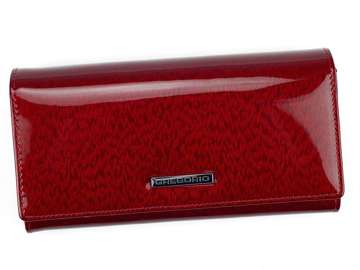 Dámska peňaženka z pravej kože Gregorio PT-100 vo veľkosti large s orientáciou na šírku v červenej farbe s ozdobným zámkom a RFID SECURE