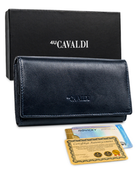 Dámska podlhovastá peňaženka z prírodnej hovädzej kože - Cavaldi