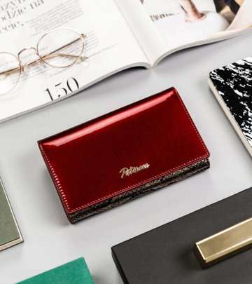Dámska veľká kožená peňaženka s RFID - Peterson - červená