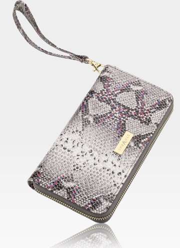 Dámska veľká kožená peňaženka s čipkou STEVENS Grey + Pink Sparkle