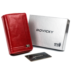 Dámska vertikálna peňaženka z byvolej kože so zapínaním na patentku, RFID - Rovicky