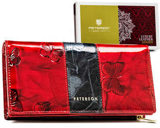 Dámska vertikálna peňaženka z lakovanej prírodnej kože - Peterson