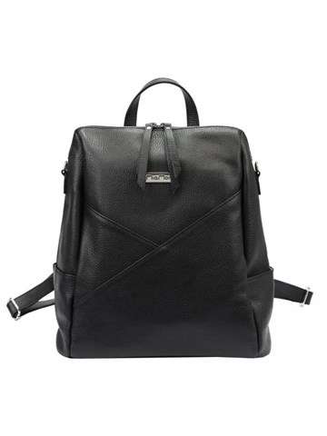 Dámsky kožený batoh MiaMore 01-047 DOLLARO čierny s nastaviteľnými ramennými popruhmi