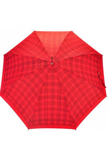 Dámsky poloautomatický dlhý dáždnik Pierre Cardin 647/1 v červenej farbe s polyesterovou potnou páskou a kovovou konštrukciou