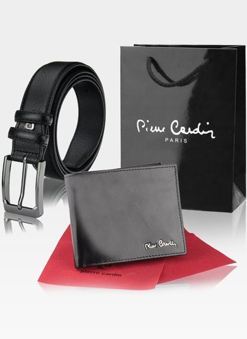 Darčeková sada Pánska peňaženka opasok Pierre Cardin Pravá koža darček + peňaženka