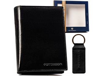 Darčeková sada: pánska kožená peňaženka a prívesok na kľúče - Peterson
