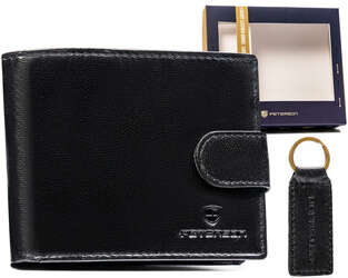 Darčeková sada: pánska stredne veľká kožená peňaženka a prívesok na kľúče - Peterson