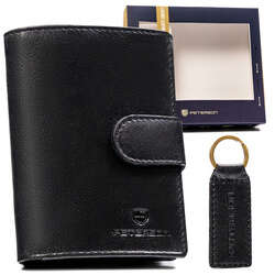 Darčeková sada: pánska vertikálna kožená peňaženka a prívesok na kľúče - Peterson