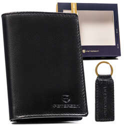 Darčeková sada: pánska vertikálna kožená peňaženka a prívesok na kľúče Peterson