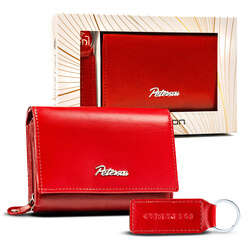 Darčeková sada: priestranná dámska peňaženka a prívesok na kľúče z pravej kože - Peterson
