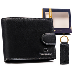 Darčeková sada: veľká pánska kožená peňaženka a prívesok na kľúče - Peterson