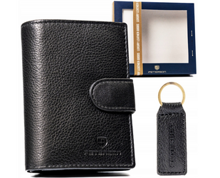 Darčeková súprava: pánska kožená peňaženka a prívesok na kľúče - Peterson