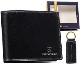 Darčeková súprava: stredná kožená pánska peňaženka a prívesok na kľúče Peterson
