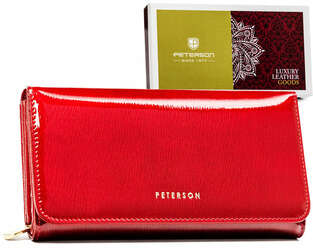 Elegantná dámska kožená peňaženka so zapínaním na zips a patentku - Peterson