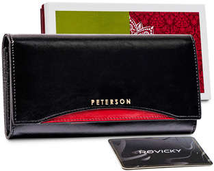 Elegantná dámska peňaženka z leštenej kože - Peterson - čierna