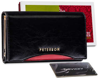 Kompaktná dámska kožená peňaženka z prvotriednej pravej kože - Peterson - čierna