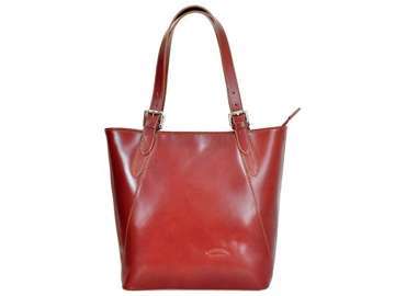 Kožená kabelka L Artigiano 8470 Hnedá nákupná taška s odnímateľným popruhom