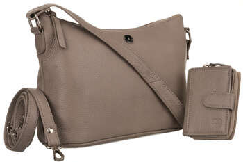 Kožená taška+peňaženka PTN D73-DS Dark Beige