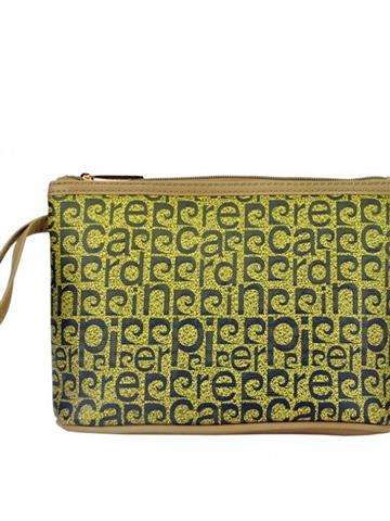 Kozmetická taška Pierre Cardin MS87 50139 tmavo béžová, stredná, s polyesterovým povrchom a zlatým kovaním