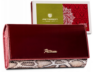 Lakovaná peňaženka na karty s dizajnom hadej kože - Peterson